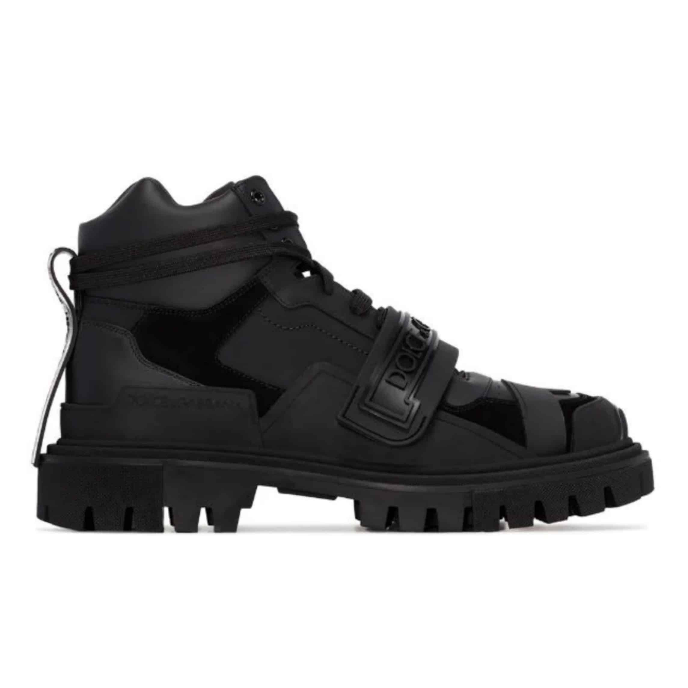 DOLCE & GABBANA LOGO STRAP TREKKING BOOTS