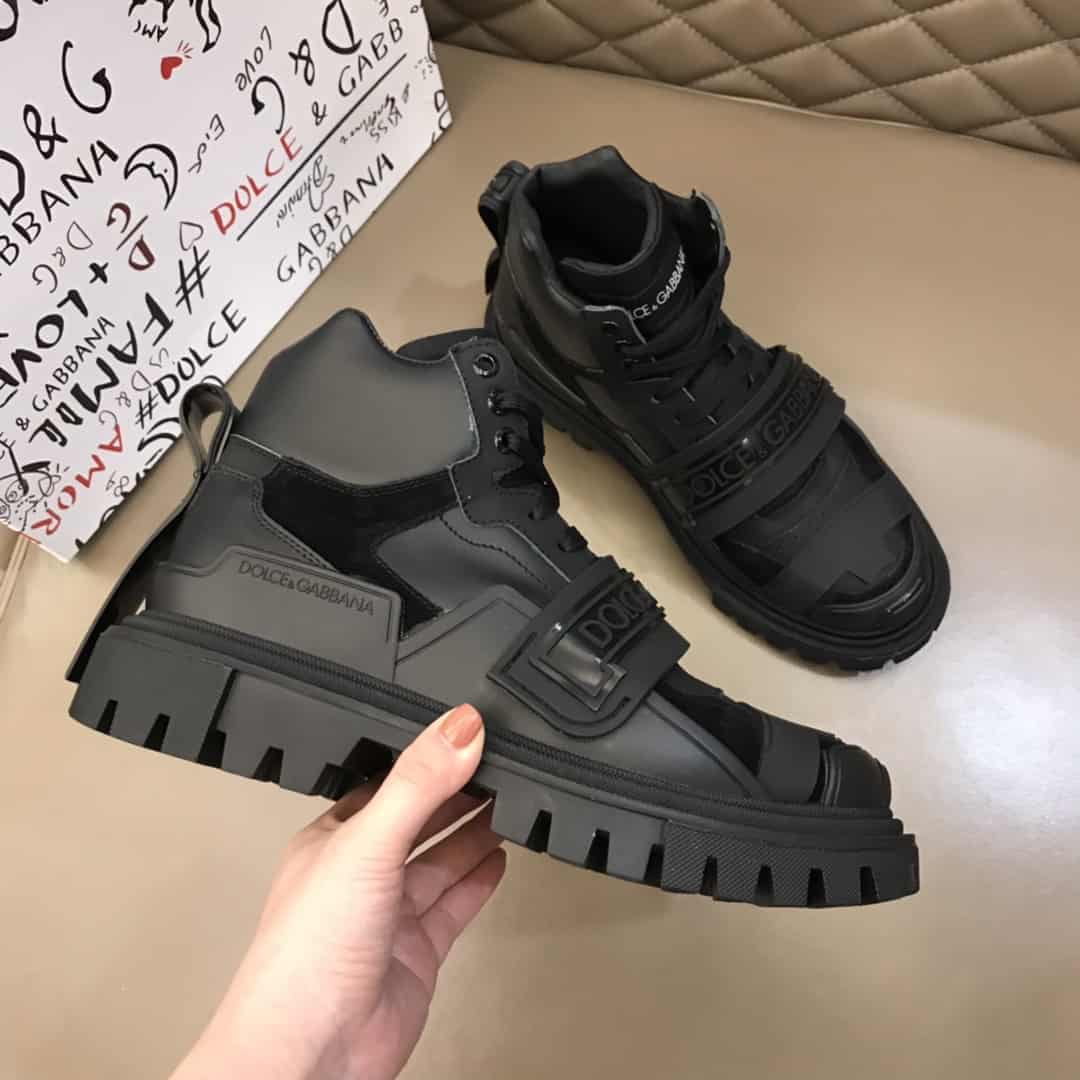 DOLCE & GABBANA LOGO STRAP TREKKING BOOTS