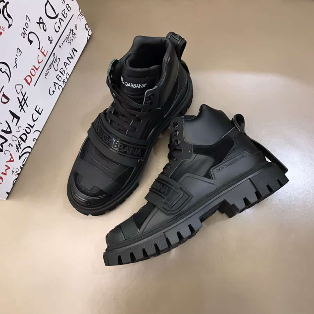 DOLCE & GABBANA LOGO STRAP TREKKING BOOTS