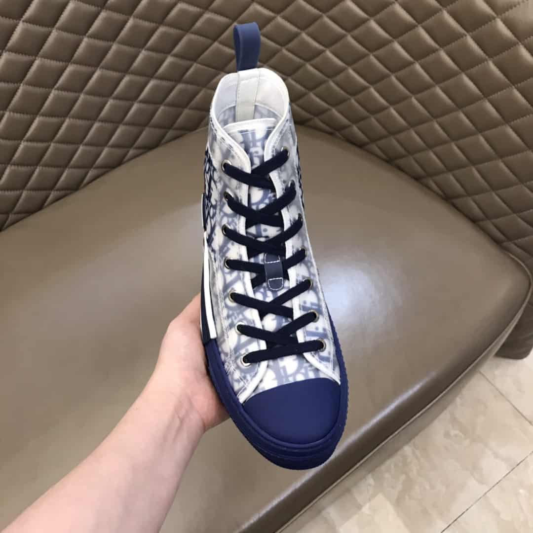 DIOR B23 HIGH-TOP SNEAKER IN BLUE DIOR OBLIQUE