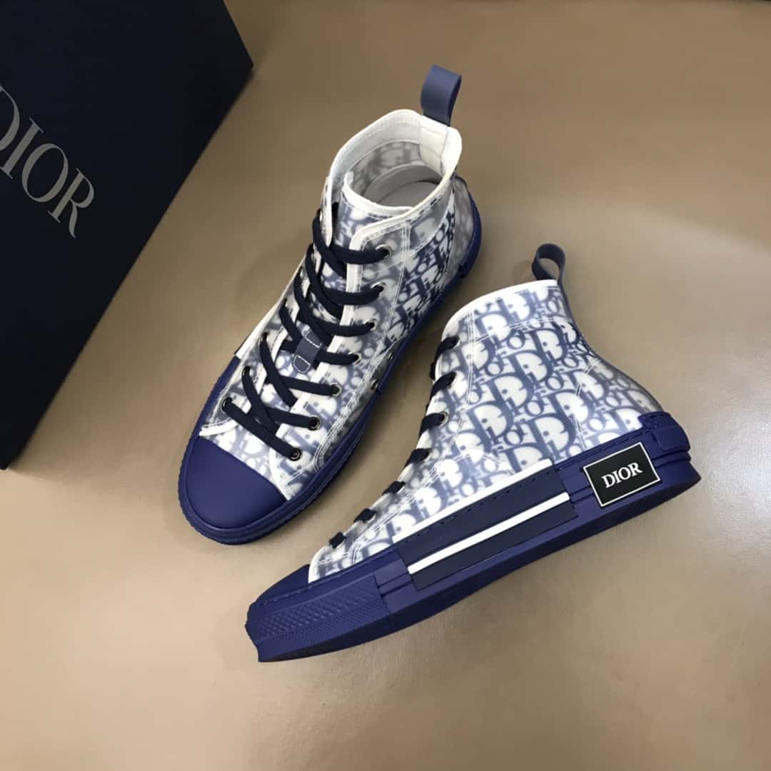 DIOR B23 HIGH-TOP SNEAKER IN BLUE DIOR OBLIQUE