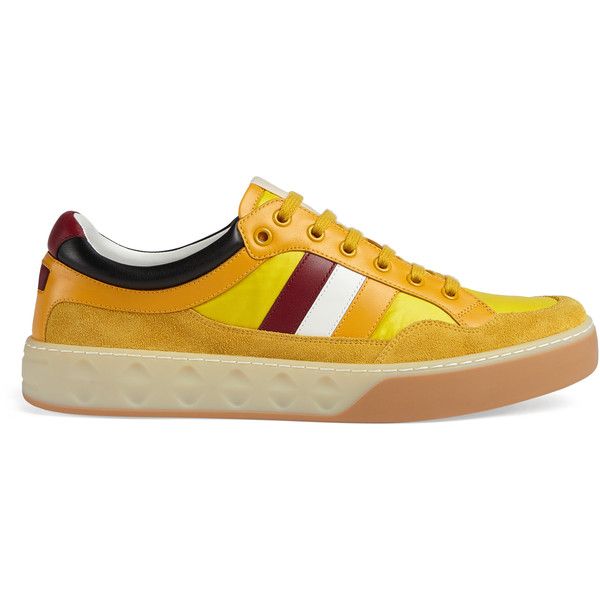 GUCCI MEN'S YELLOW LEATHER AND NYLON SNEAKERS - GC63