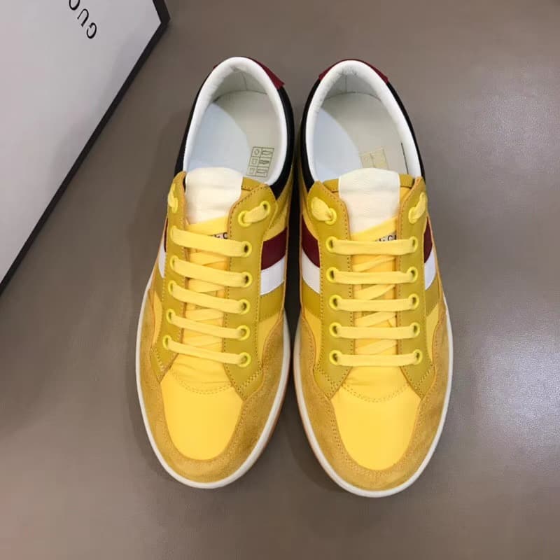 GUCCI MEN'S YELLOW LEATHER AND NYLON SNEAKERS - GC63