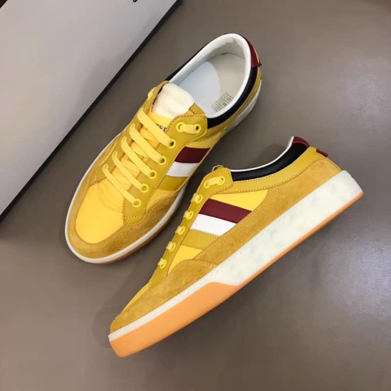GUCCI MEN'S YELLOW LEATHER AND NYLON SNEAKERS - GC63