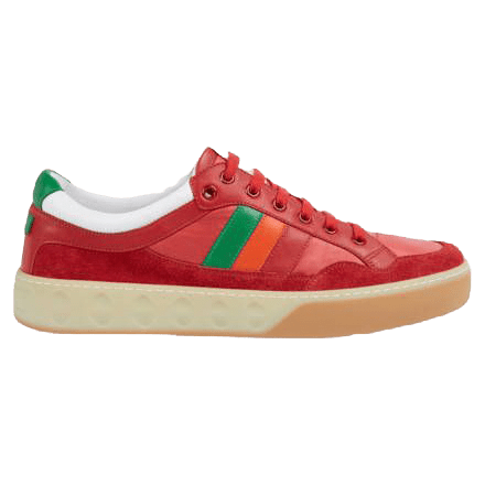 GUCCI MEN'S RED LEATHER AND NYLON SNEAKERS - GC62