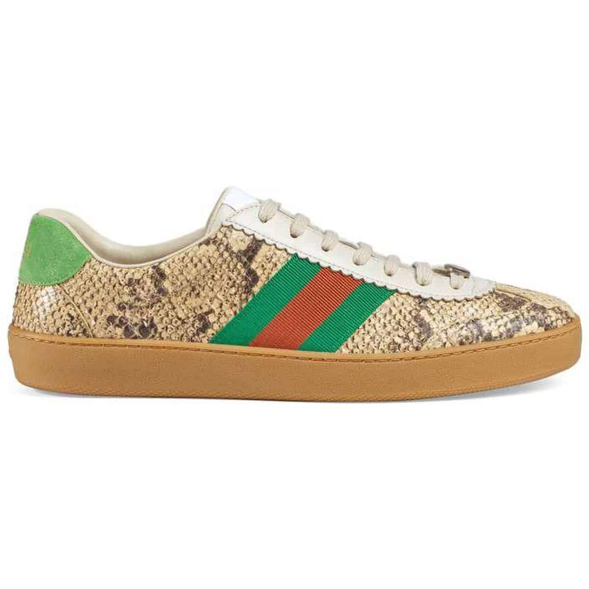 GUCCI MEN'S NATURAL G74 PYTHON TRAINER WITH WEB - GC35