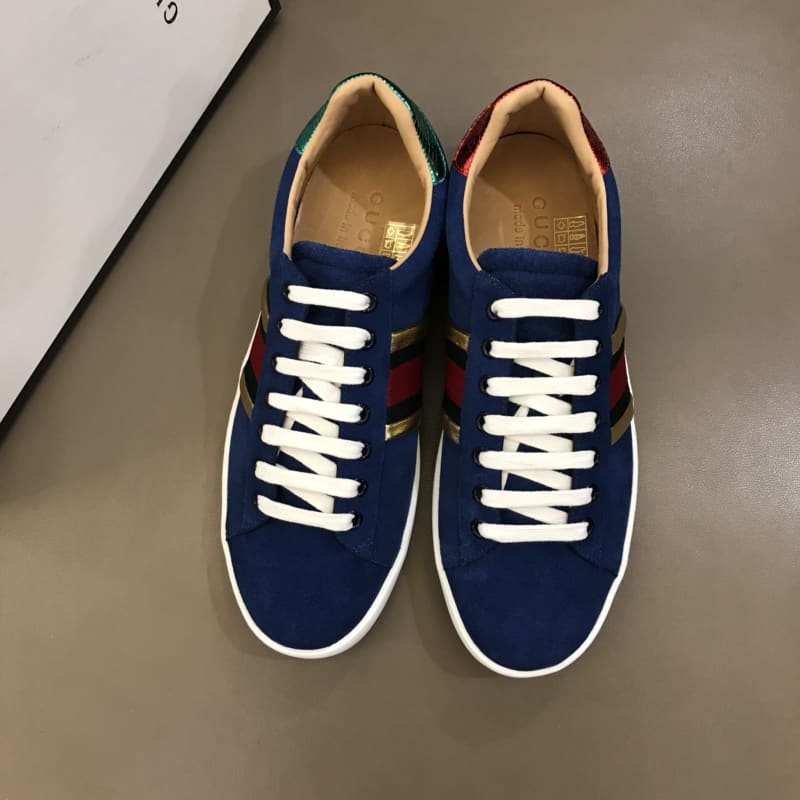 GUCCI ACE SNEAKER VELVET BLUE METALLIC STRIPE