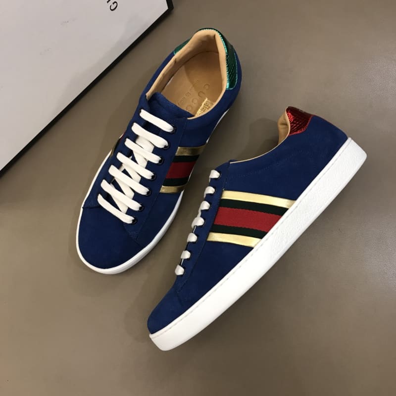 GUCCI ACE SNEAKER VELVET BLUE METALLIC STRIPE