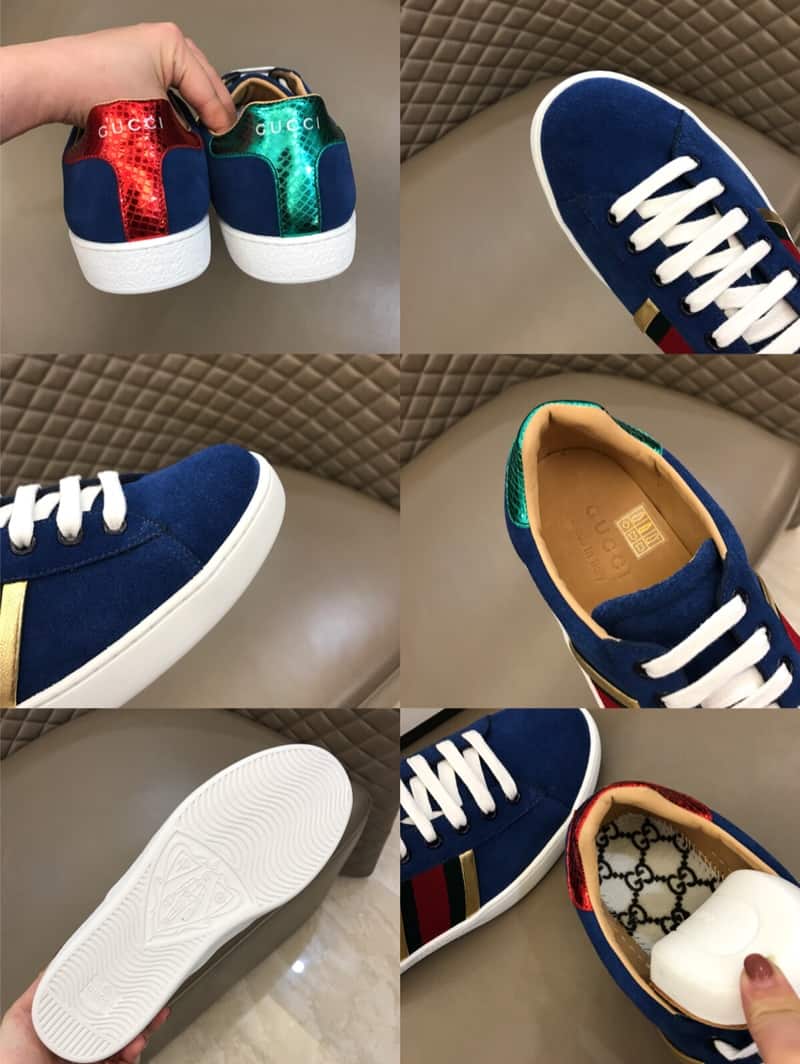 GUCCI ACE SNEAKER VELVET BLUE METALLIC STRIPE