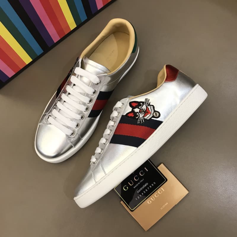 GUCCI METALLIC ACE EMBROIDERED SNEAKER - GC29