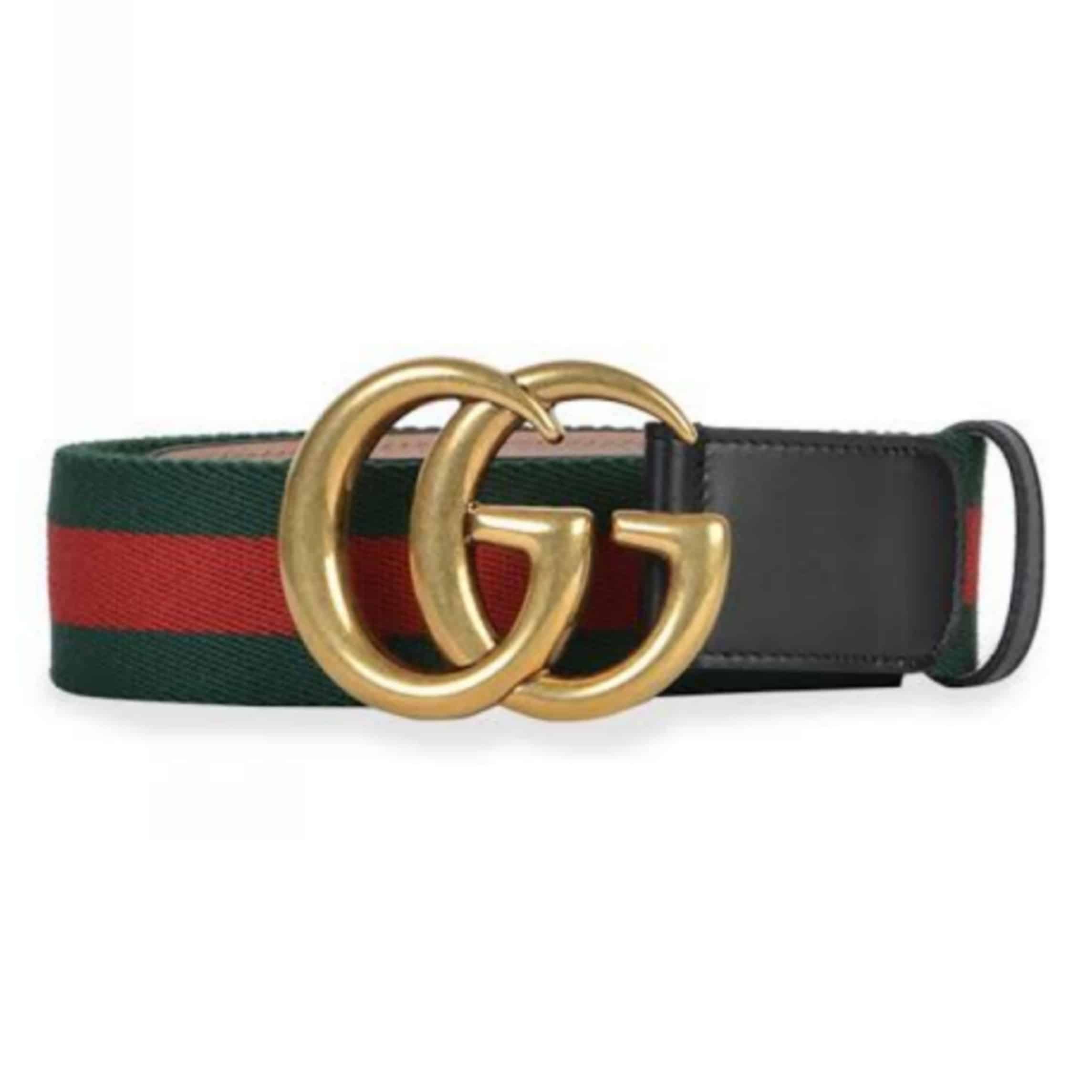 GUCCI GG BELT CUIR GREEN/RED LEATHER NE.RO - B13