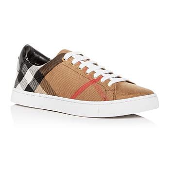 BURBERRY ALBERT HOUSE CHECK & LEATHER LOW-TOP SNEAKER - BBR3