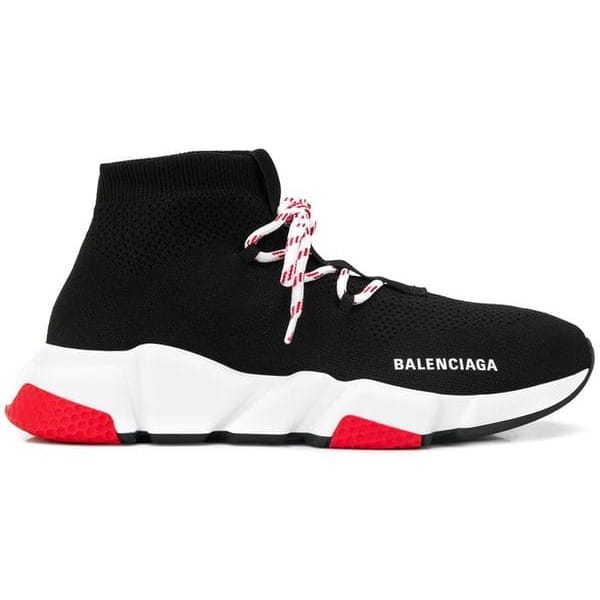 BALENCIAGA SPEED TRAINER LACE UP BLACK RED