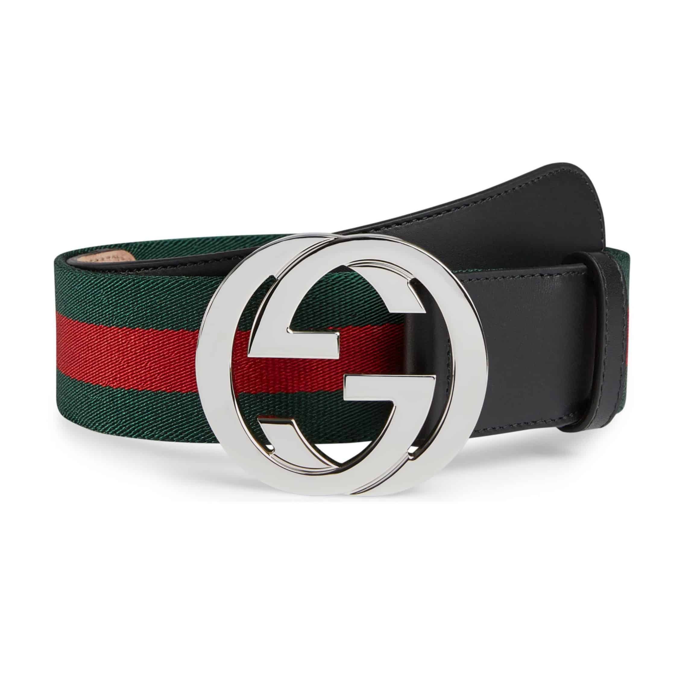 GUCCI MEN'S WEB STRIPED CANVAS BELT - B9