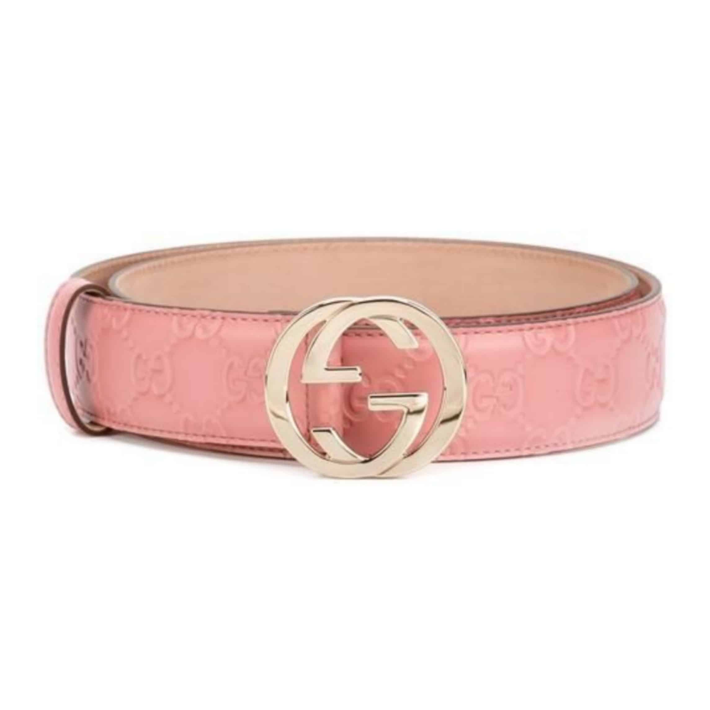 GUCCI INTERLOCKING G-BUCKLE LEATHER BELT - B2
