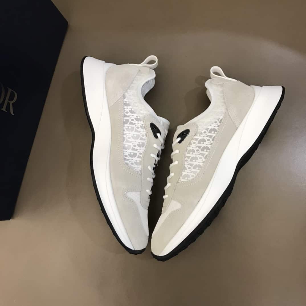 DIOR B25 OBLIQUE WHITE SUEDE RUNNER - CD38
