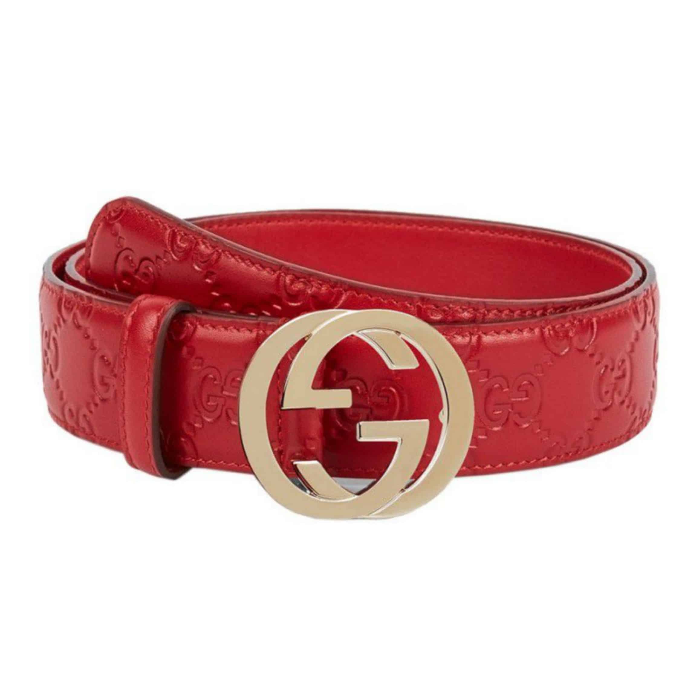 GUCCI INTERLOCKING G-BUCKLE LEATHER BELT - B3