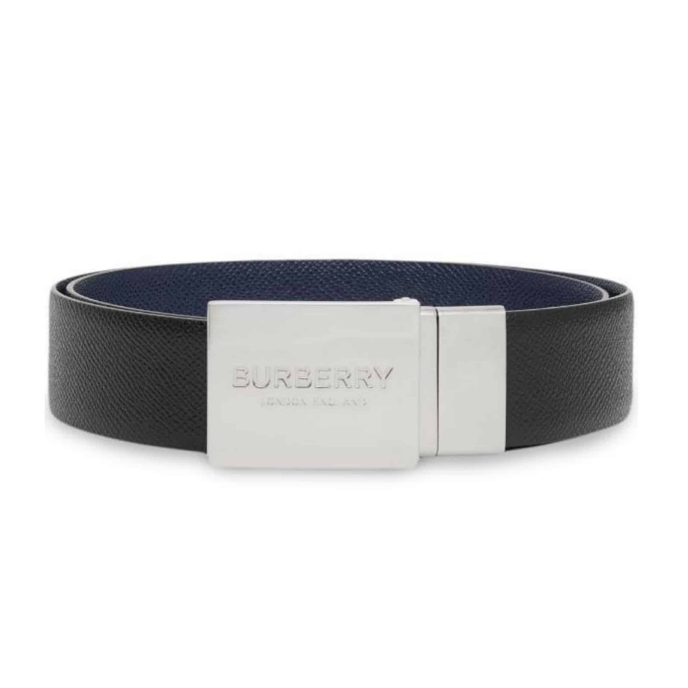 BURBERRY REVERSIBLE PLAQUE BUCKLE GRAINY LEATHER BELT - B25