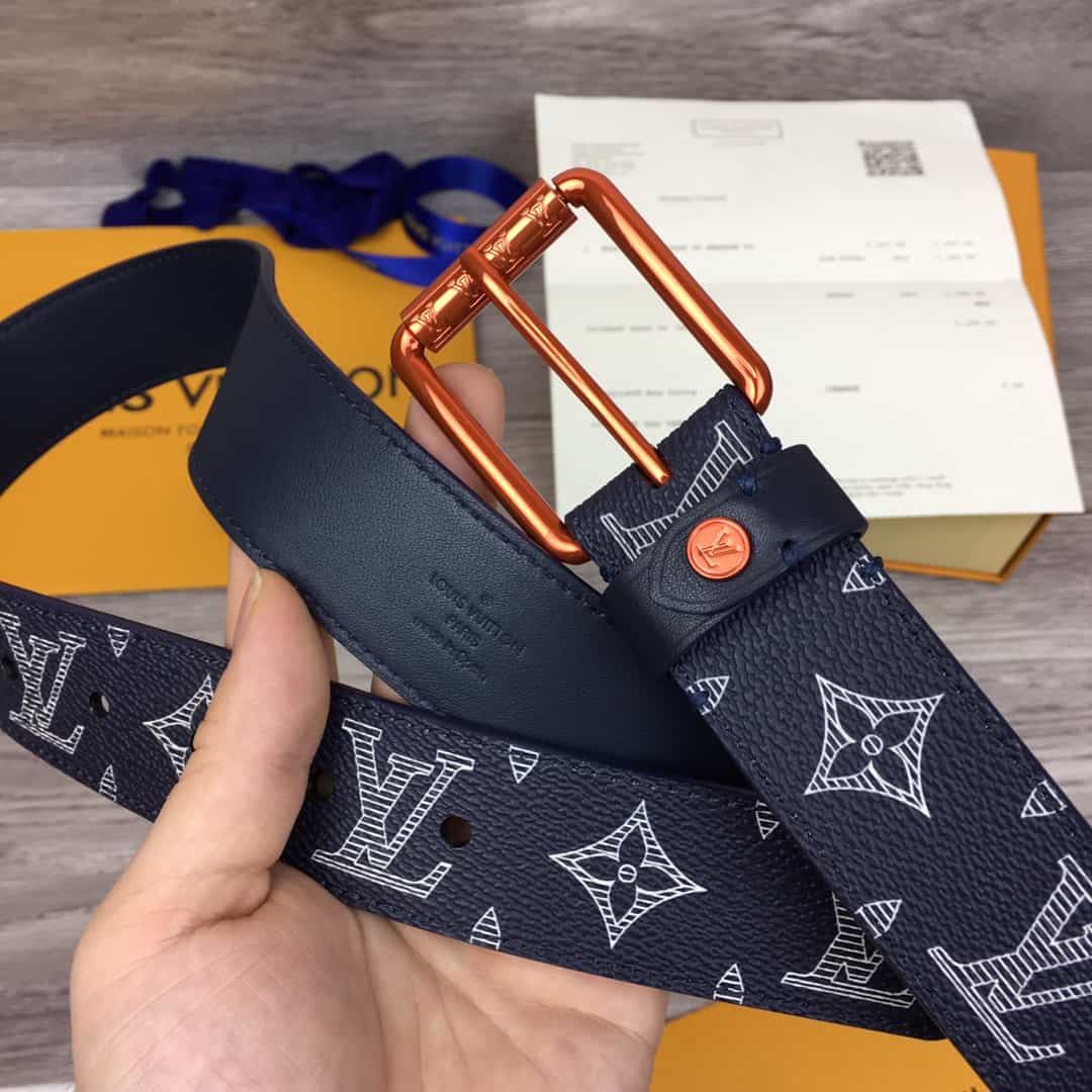 LOUIS VUITTON BELT VOYA.GER MONOGRAM UPSIDE DOWN INK NA.VY