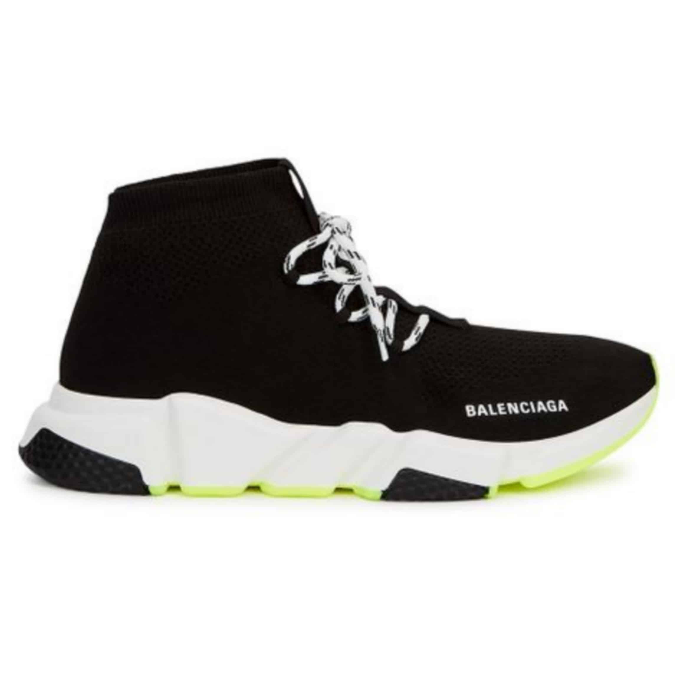 BALENCIAGA SPEED TRAINER LACE UP BLACK WHITE - BB16