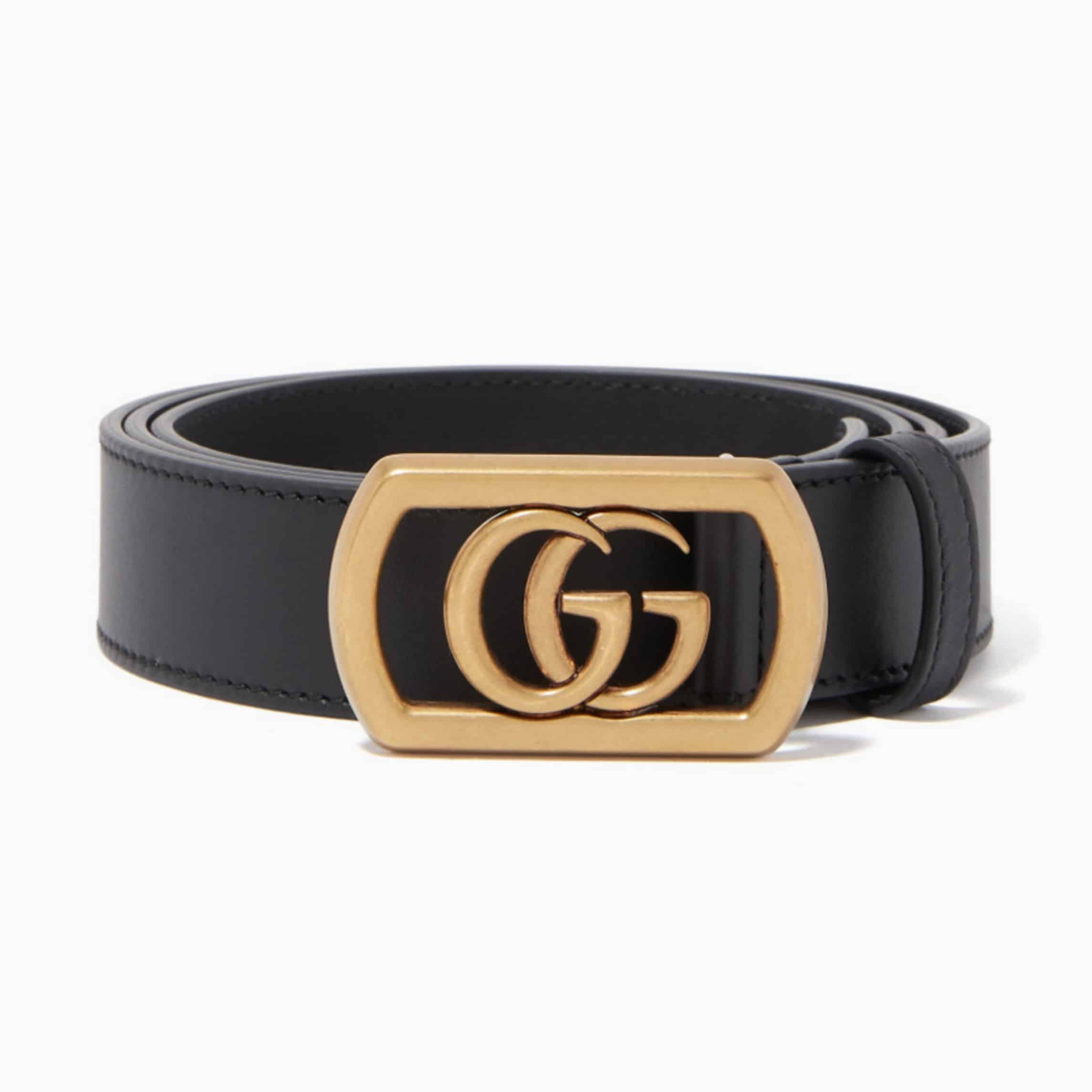 GUCCI BELT WITH FRAMED DOUBLE G BUCKLE - B8