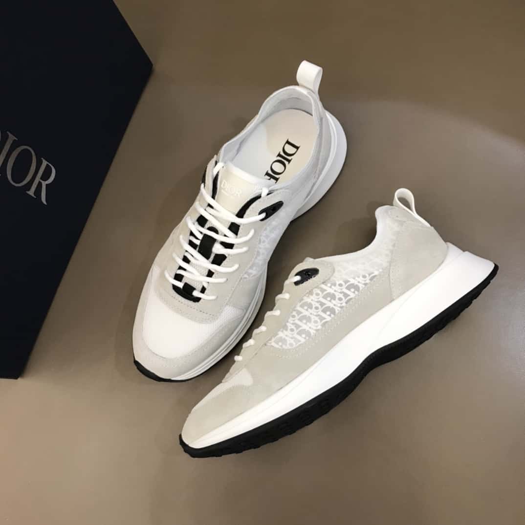 DIOR B25 OBLIQUE WHITE SUEDE RUNNER - CD38