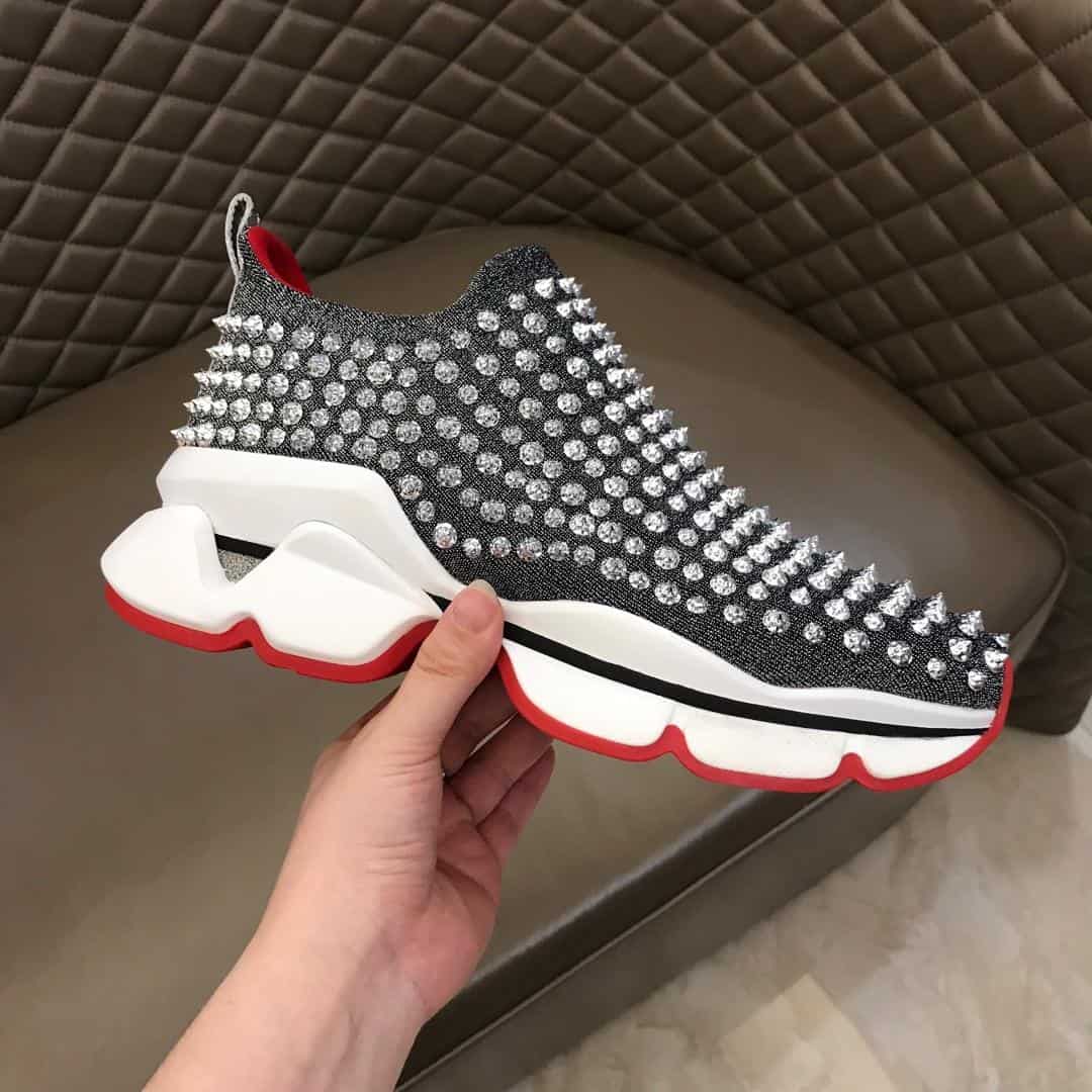 CHRISTIAN LOUBOUTIN GREY SPIKE SOCK SNEAKER- CL50