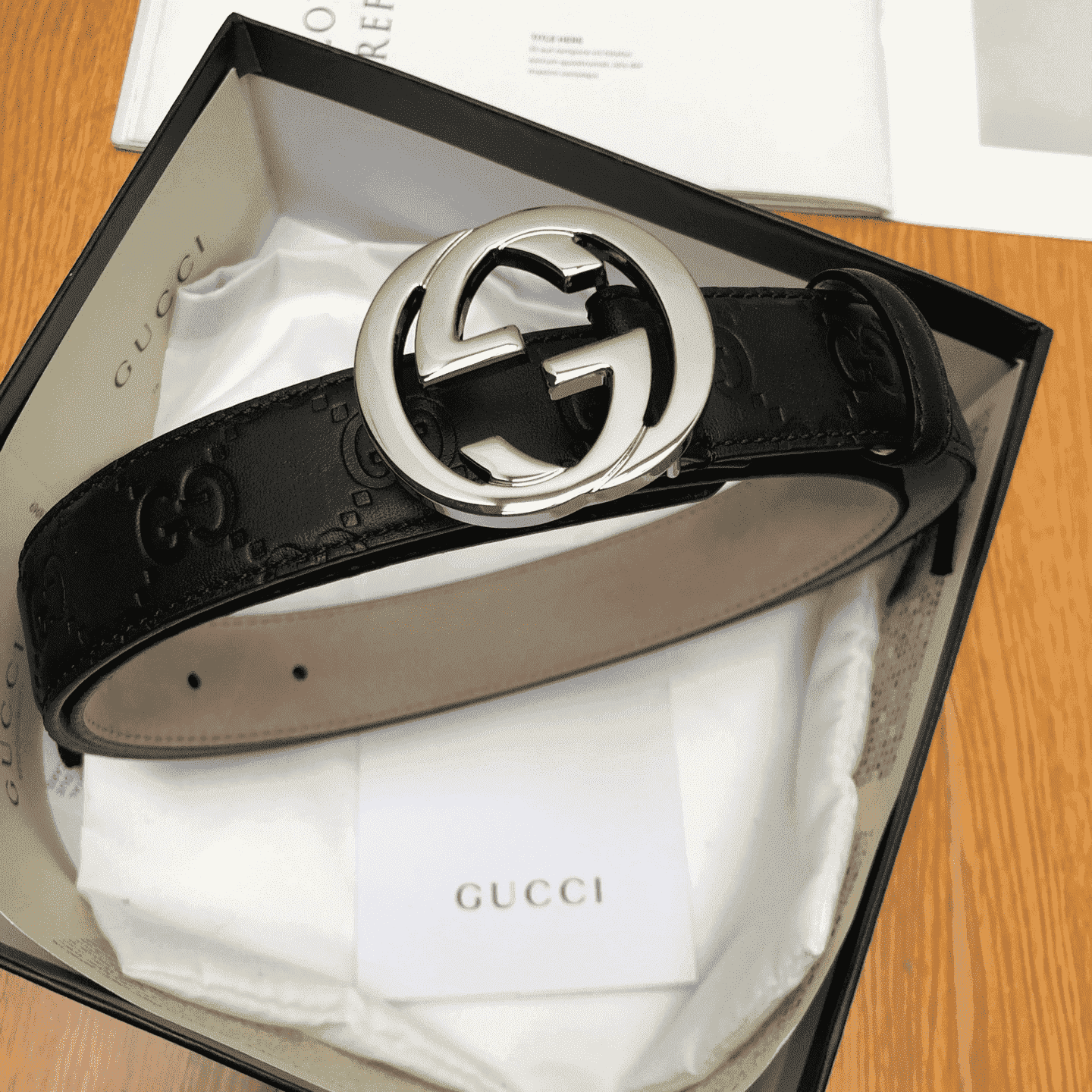 GUCCI INTERLOCKING-G LEATHER BELT - B7