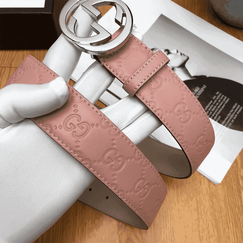 GUCCI INTERLOCKING G-BUCKLE LEATHER BELT - B2