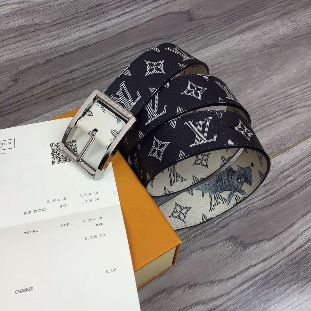 LOUIS VUITTON WHITE/BLUE MONOGRAM BELT