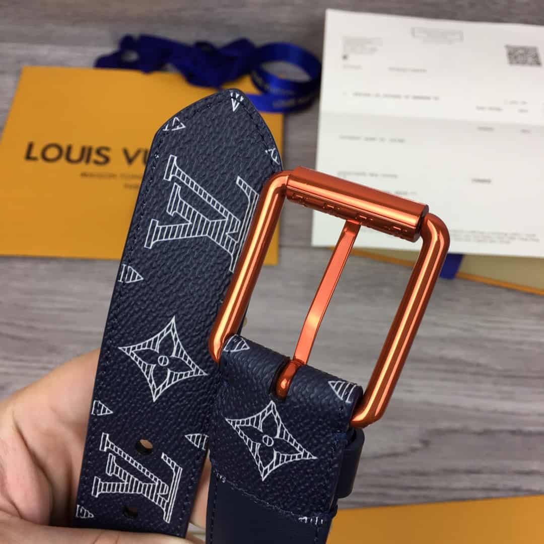 LOUIS VUITTON BELT VOYA.GER MONOGRAM UPSIDE DOWN INK NA.VY - B99
