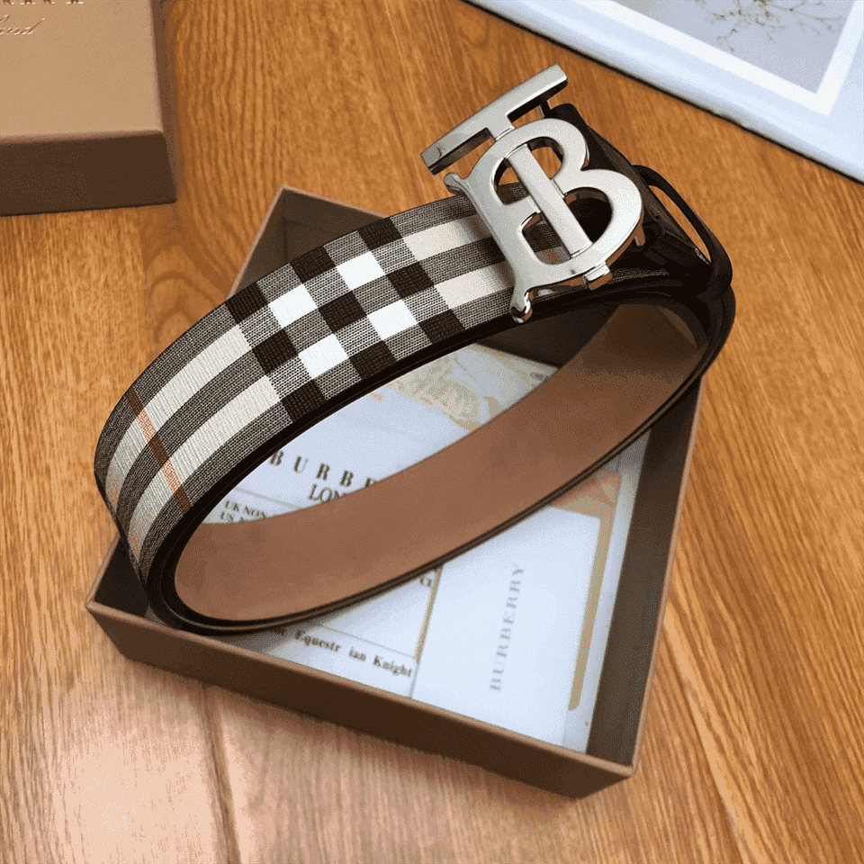 BURBERRY REVERSIBLE MONOGRAM MOTIF VINTAGE CHECK BELT IN ARCHIVE BEIGE - B26