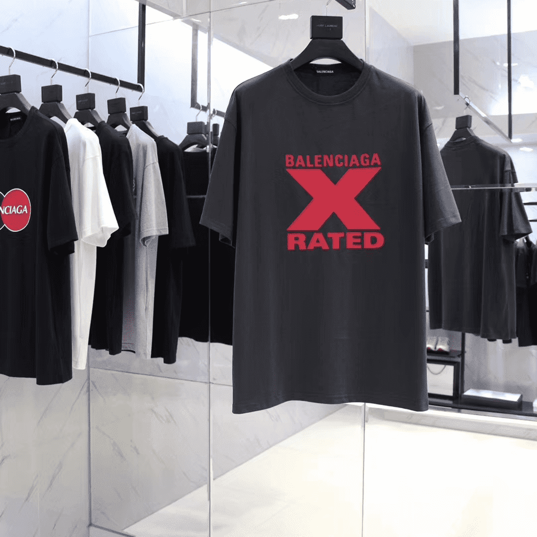 BALENCIAGA X-RATED BLACK COTTON-JERSEY T-SHIRT - BB39