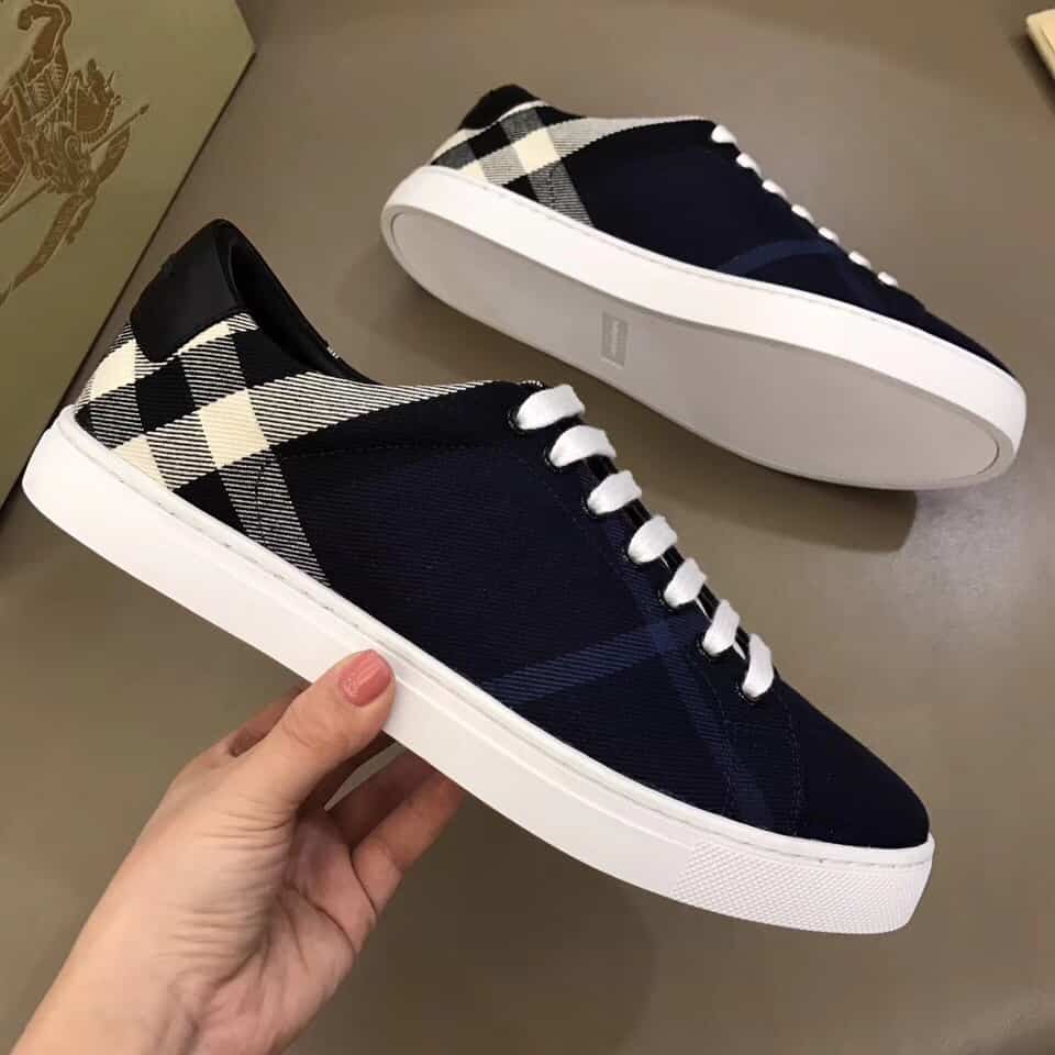 BURBERRY ALBERT HOUSE CHECK & LEATHER LOW-TOP SNEAKER - BBR4