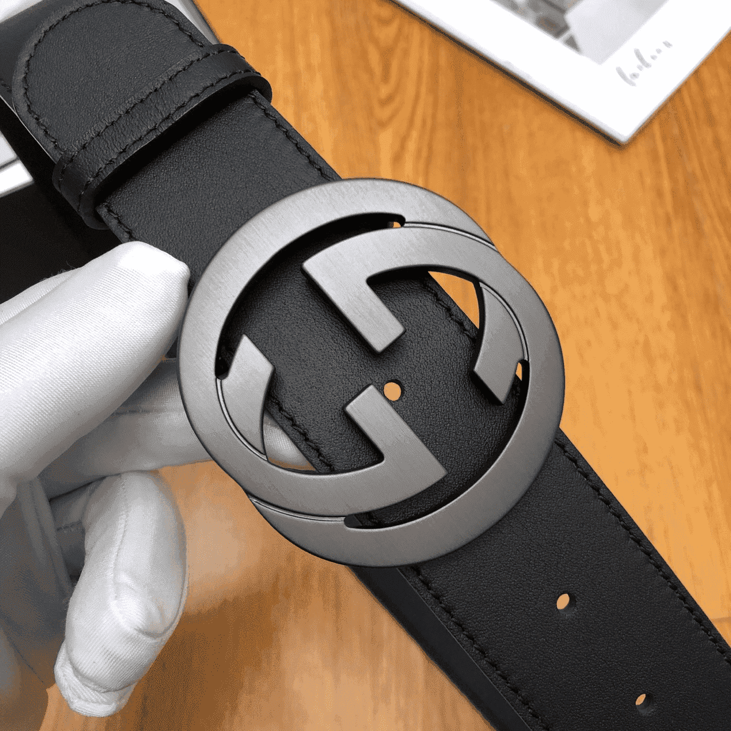 GUCCI INTERLOCKING-G LEATHER BELT - B12