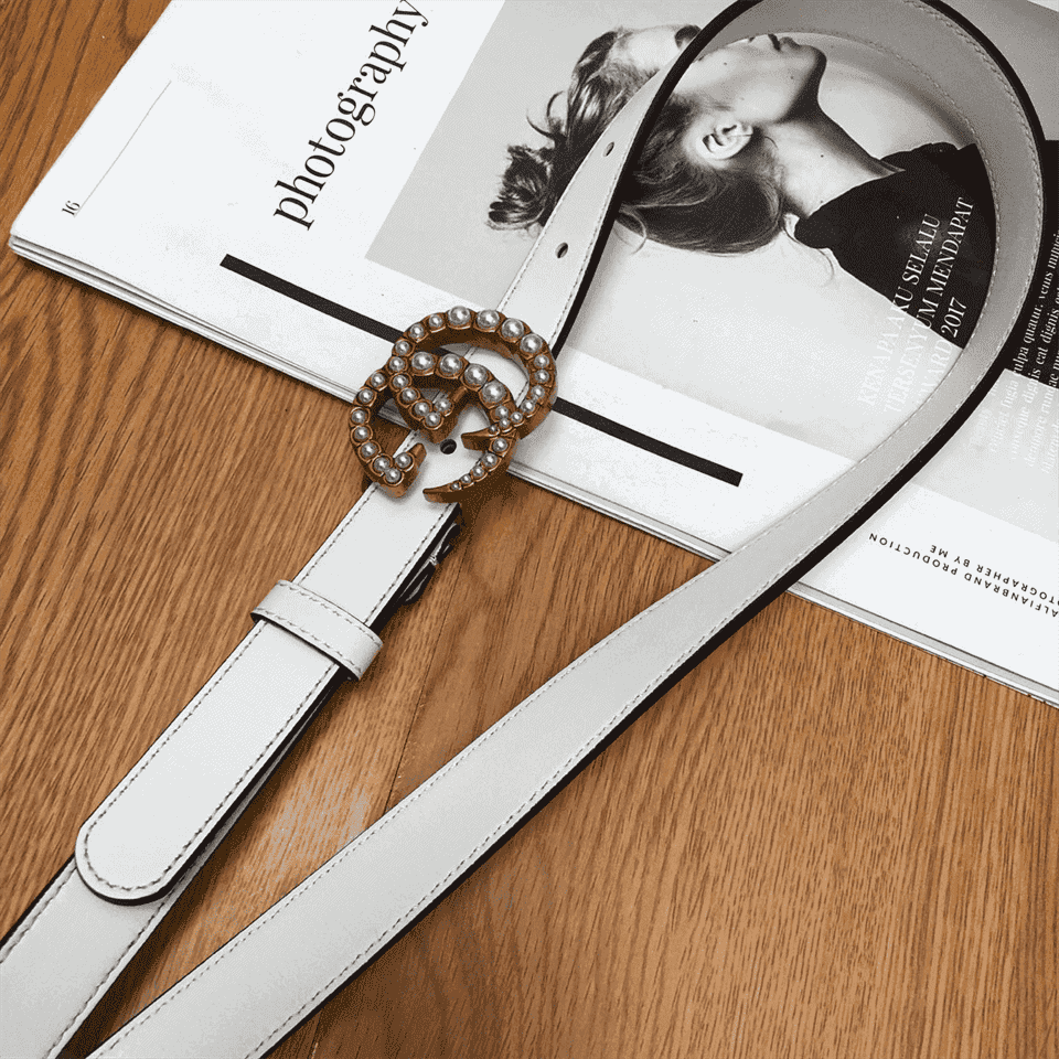 GUCCI PEARL STUDDED GG BELT - B14