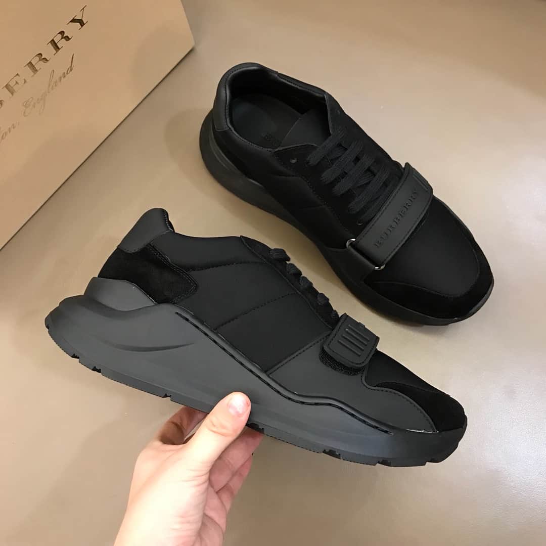 BURBERRY SUEDE AND NEOPRENE HIGH-TOP SNEAKERS - BBR19