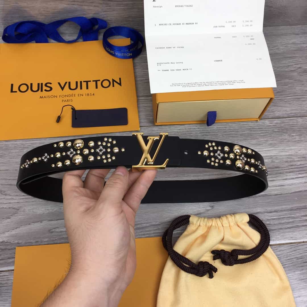 LOUIS VUITTON CALF LEATHER LV ICONIC 35MM BELT - B122