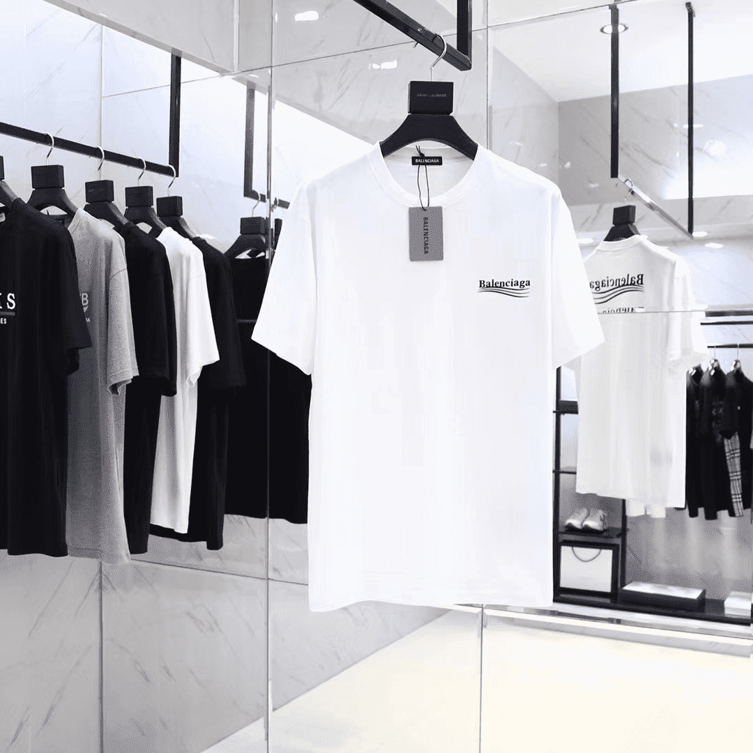 BALENCIAGA POLITICAL CAMPAIGN SMALL FIT T-SHIRT IN WHITE VINTAGE JERSEY