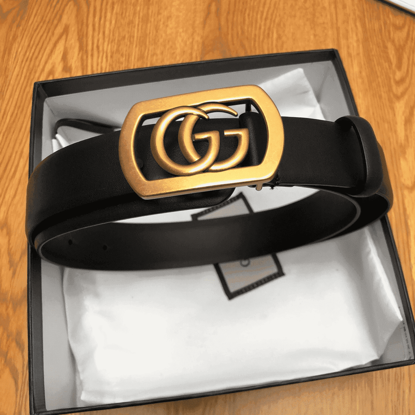 GUCCI BELT WITH FRAMED DOUBLE G BUCKLE - B8