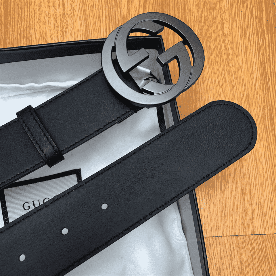 GUCCI INTERLOCKING-G LEATHER BELT - B12