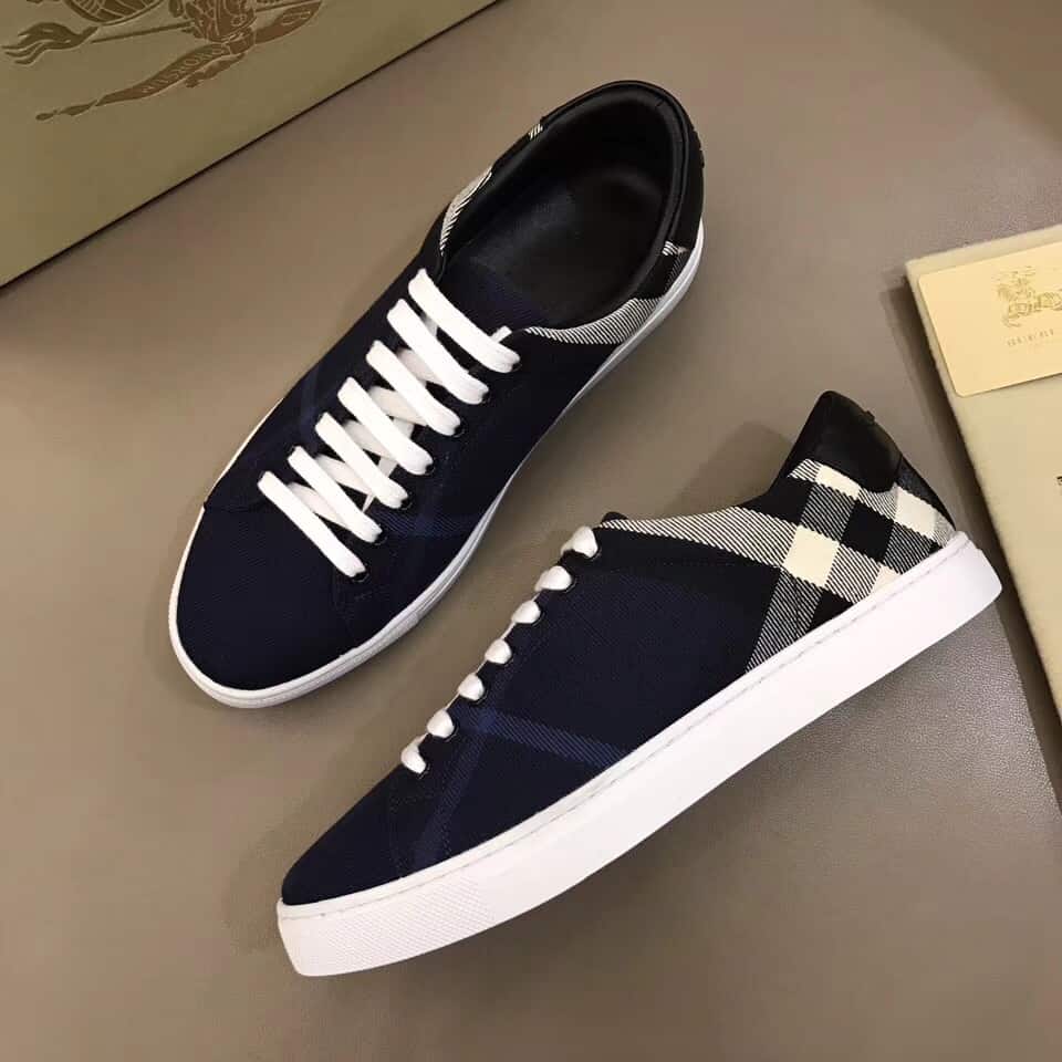 BURBERRY ALBERT HOUSE CHECK & LEATHER LOW-TOP SNEAKER - BBR4