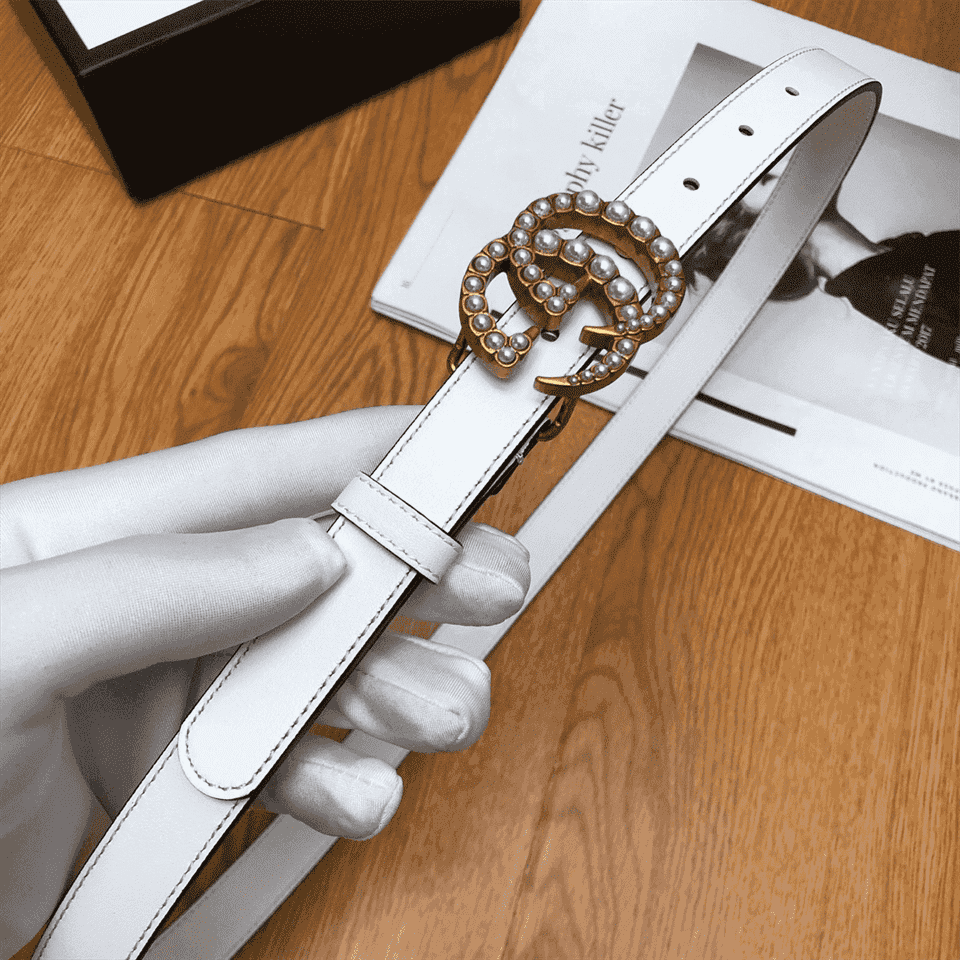 GUCCI PEARL STUDDED GG BELT - B14
