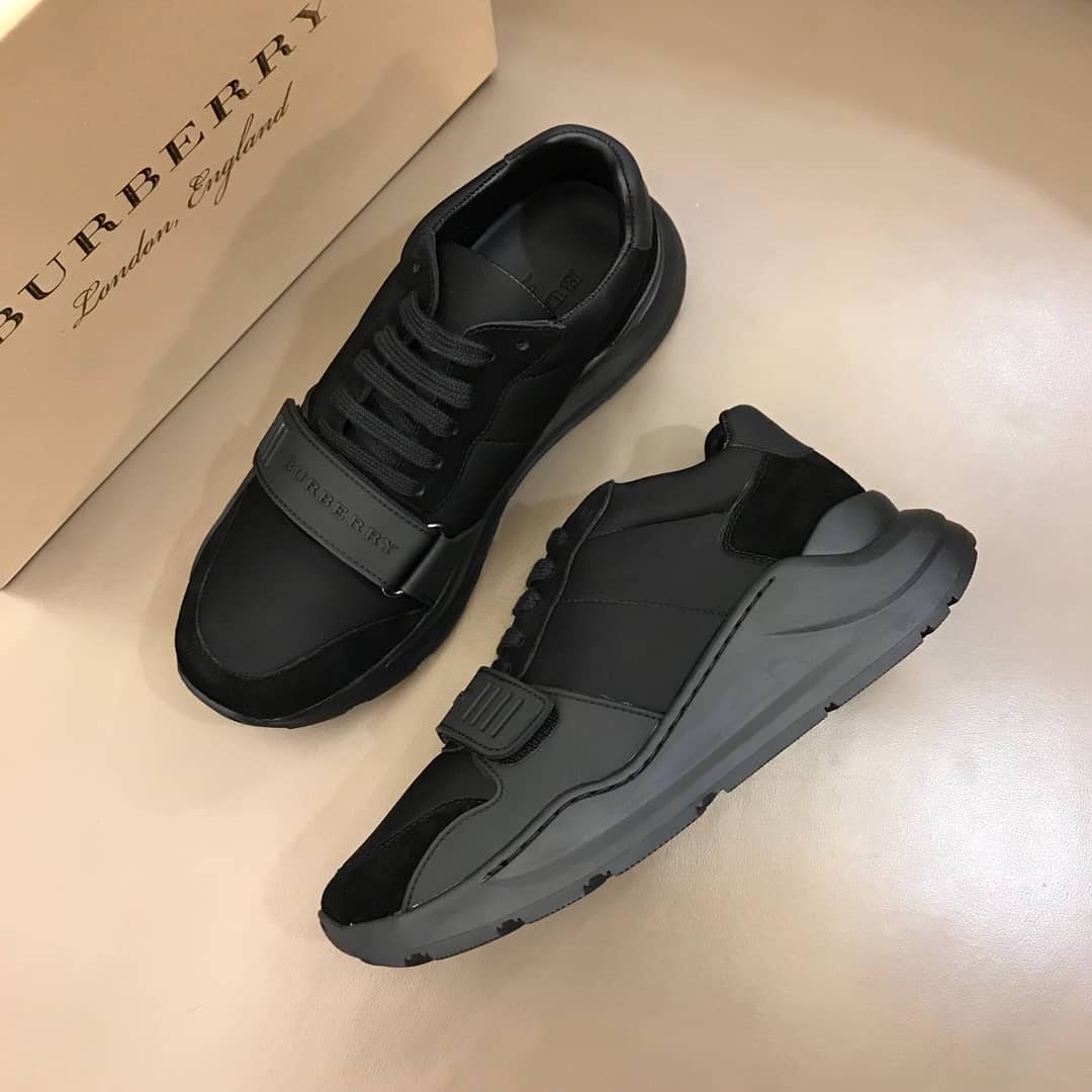 BURBERRY SUEDE AND NEOPRENE HIGH-TOP SNEAKERS - BBR19