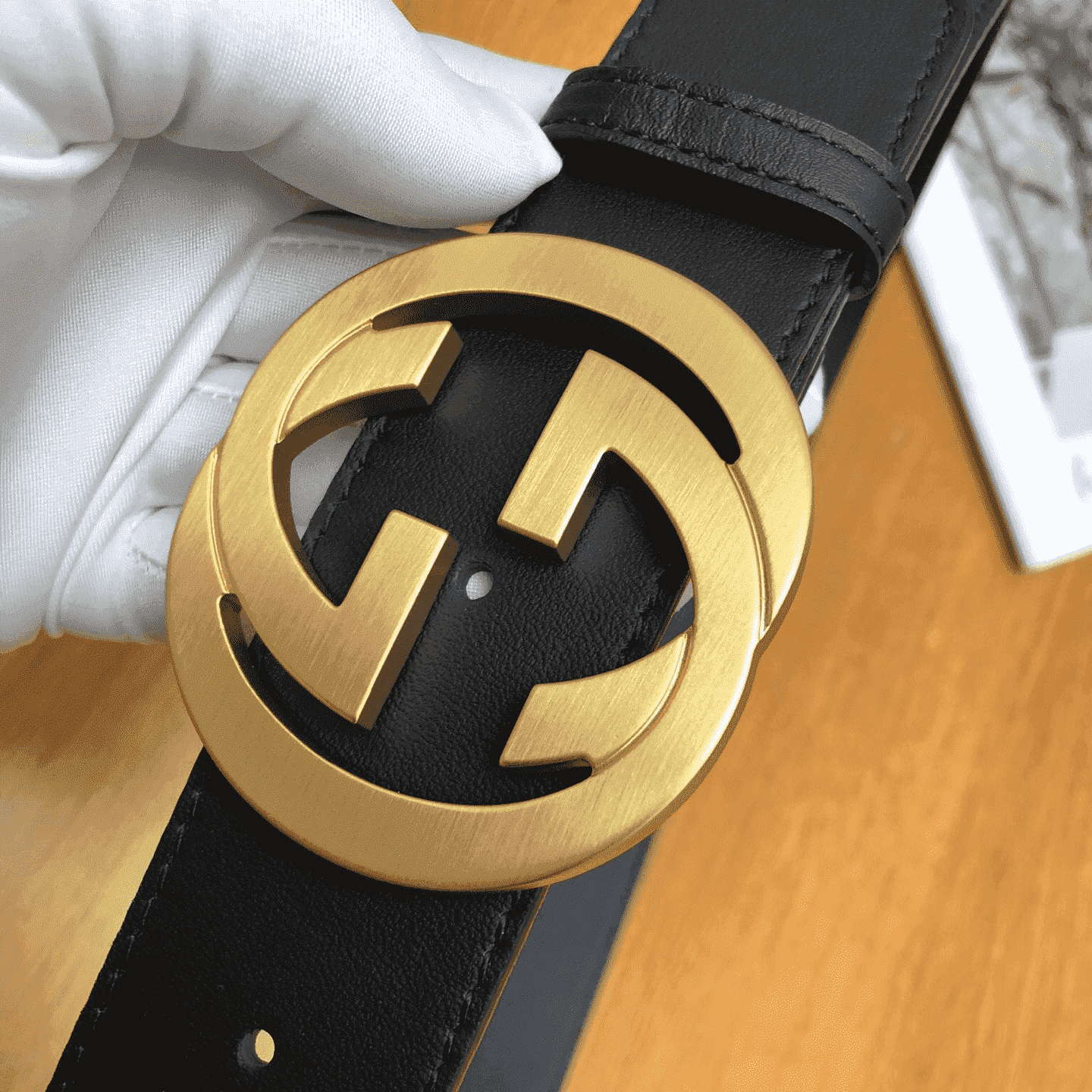 GUCCI INTERLOCKING-G LEATHER BELT - B5