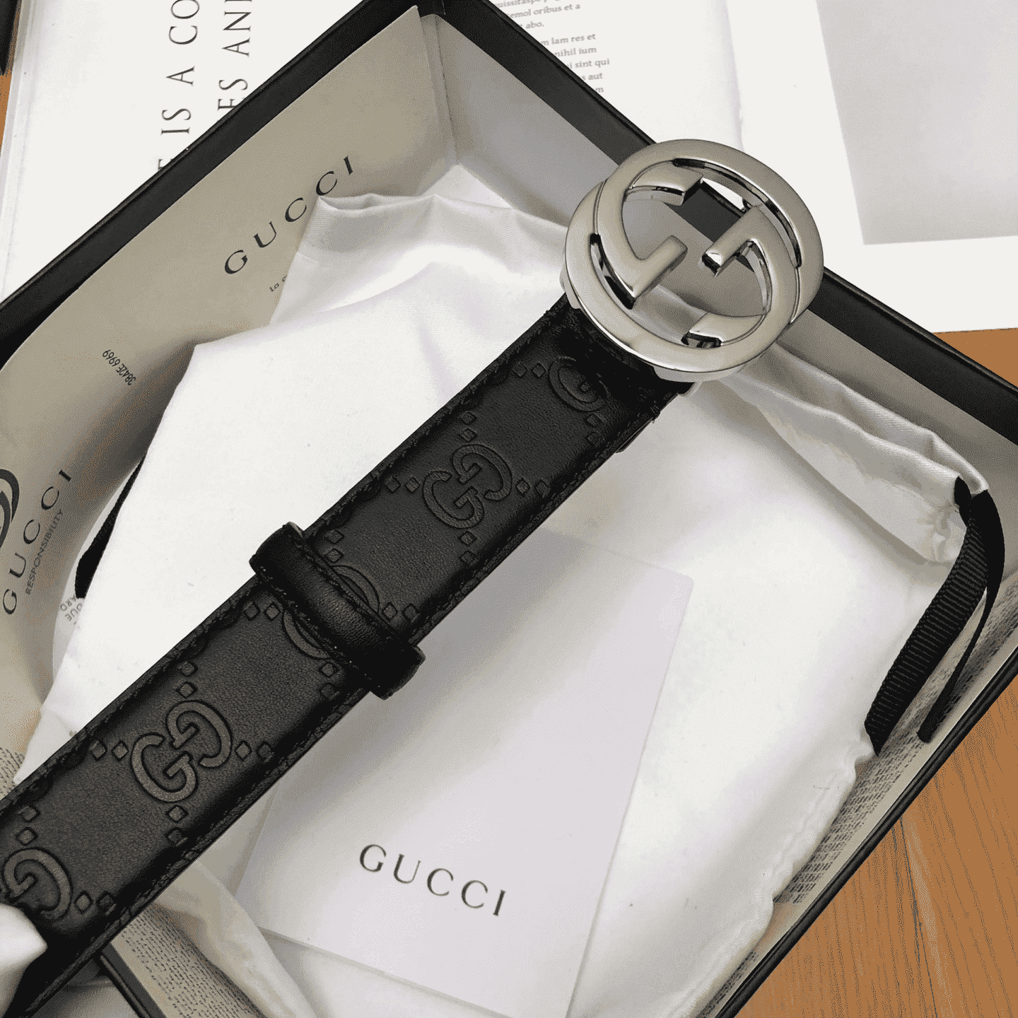 GUCCI INTERLOCKING-G LEATHER BELT - B7