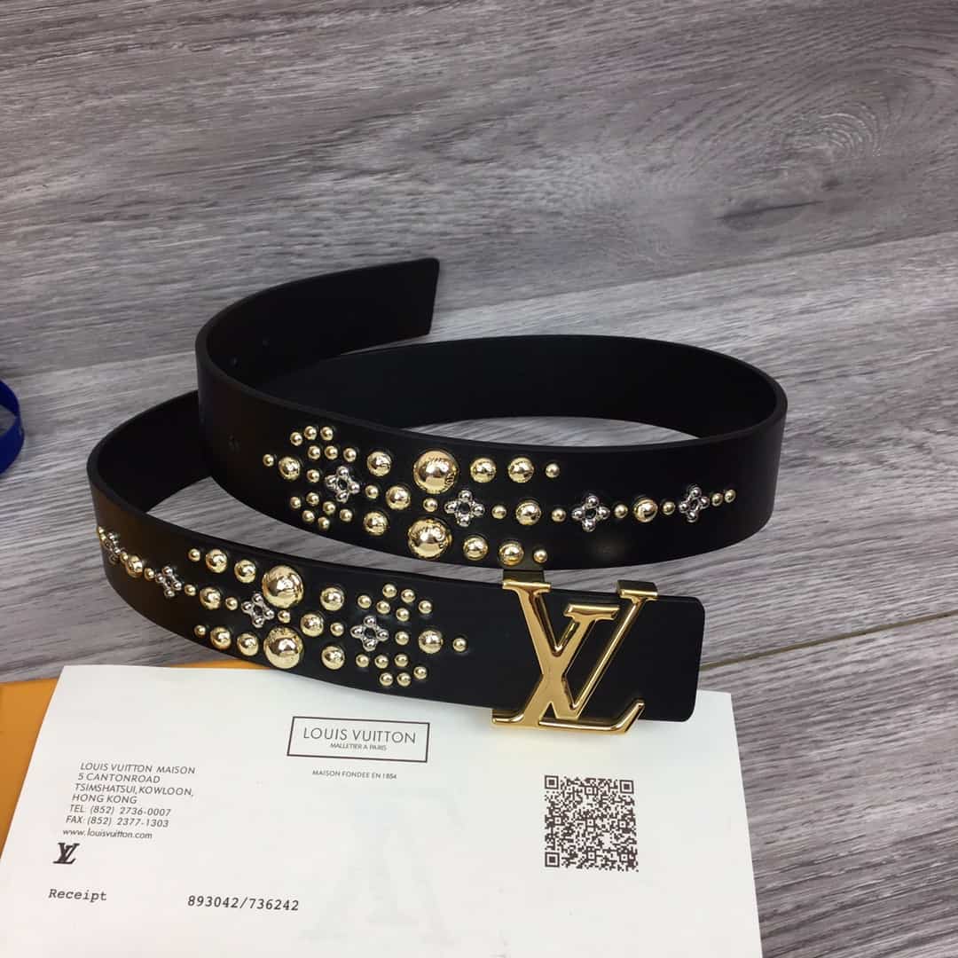 LOUIS VUITTON CALF LEATHER LV ICONIC 35MM BELT - B122