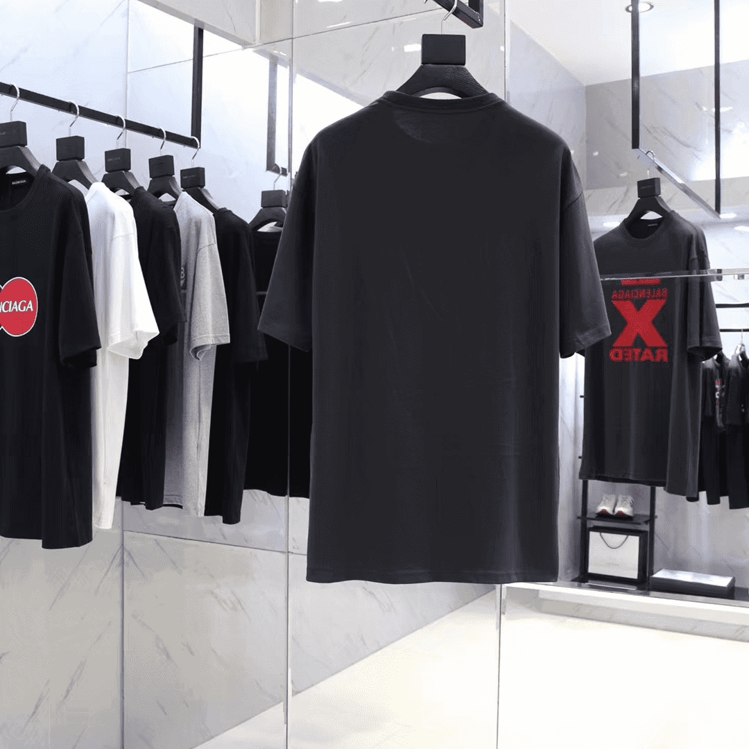 BALENCIAGA X-RATED BLACK COTTON-JERSEY T-SHIRT - BB39