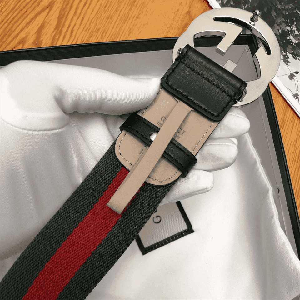 GUCCI MEN'S WEB STRIPED CANVAS BELT - B9