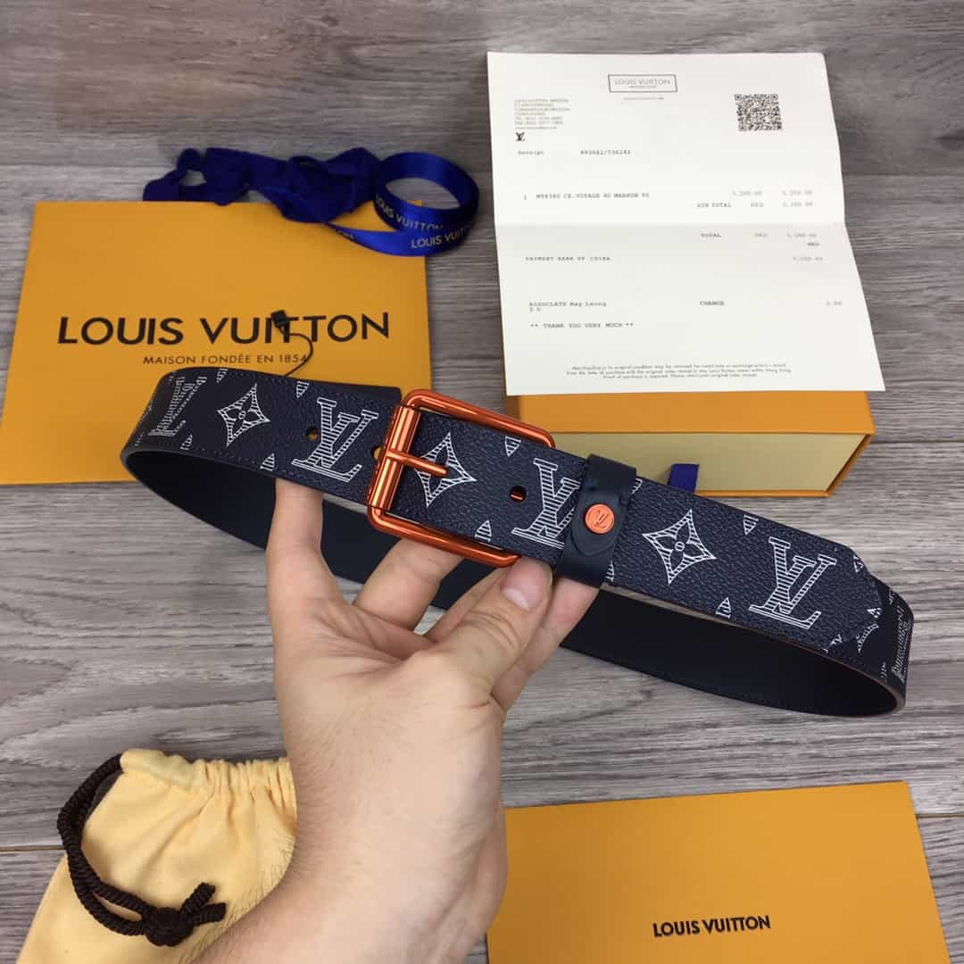 LOUIS VUITTON BELT VOYA.GER MONOGRAM UPSIDE DOWN INK NA.VY